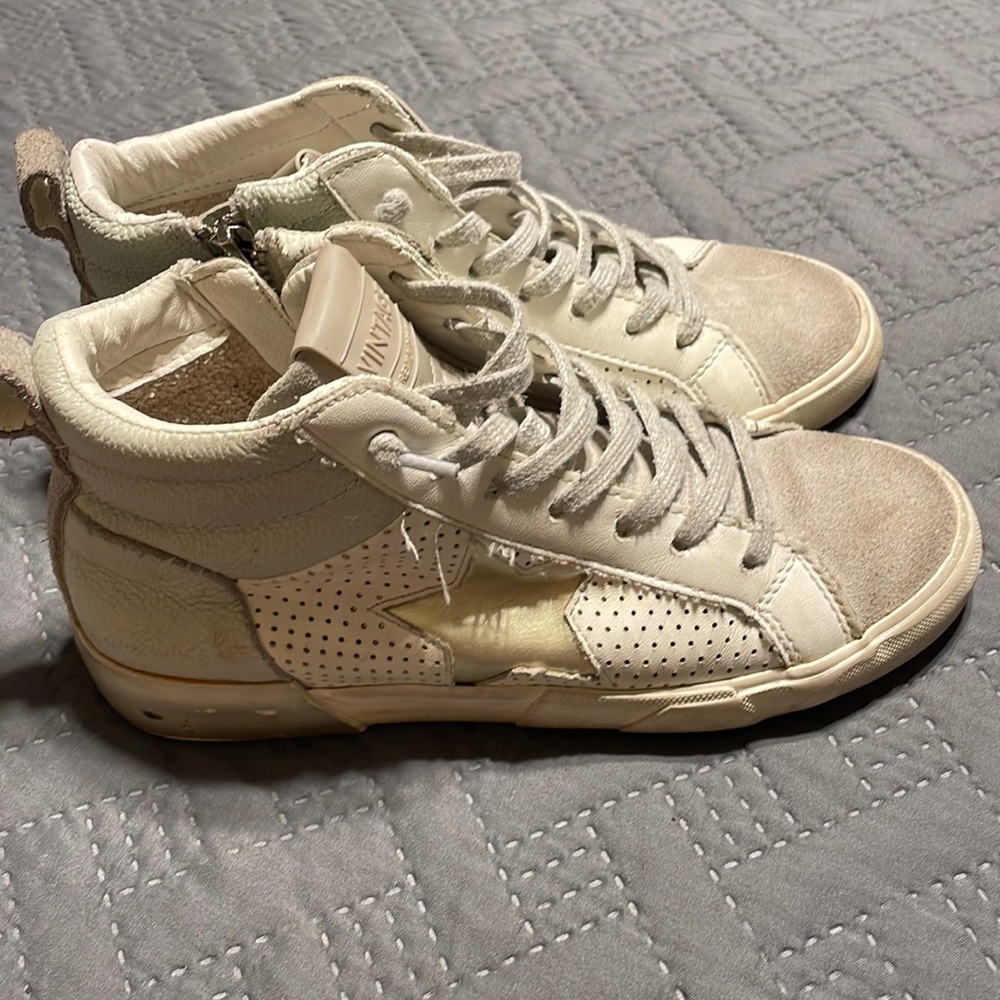 Vintage 1954 Vintage HAVANA  BISHOP Zipper Hightop Sneaker Size 5.5 TAUPE MULTI